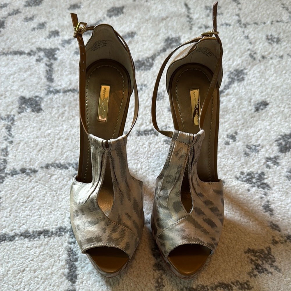 Report Signature Animal Print Peep-Toe Heels with Ankle Strap (Like New-Size 6)